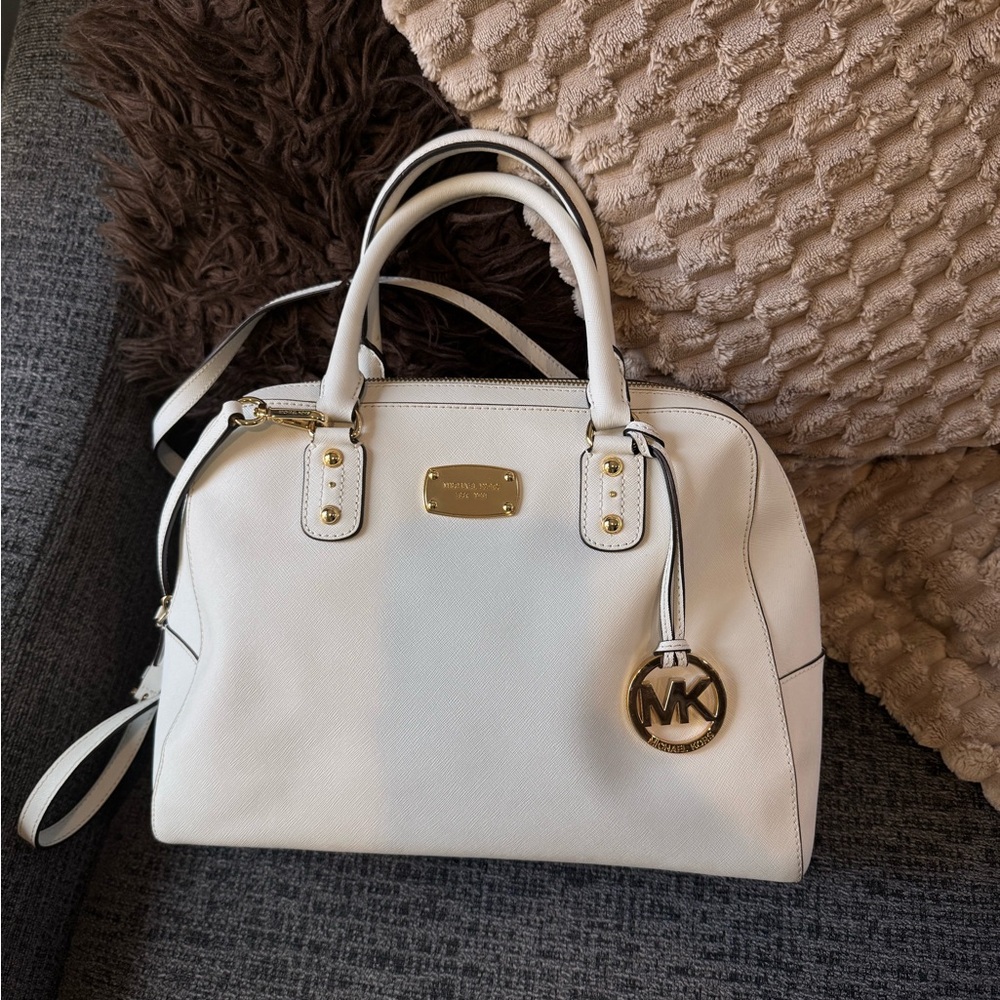 Michael Kors White Saffiano Leather Satchel